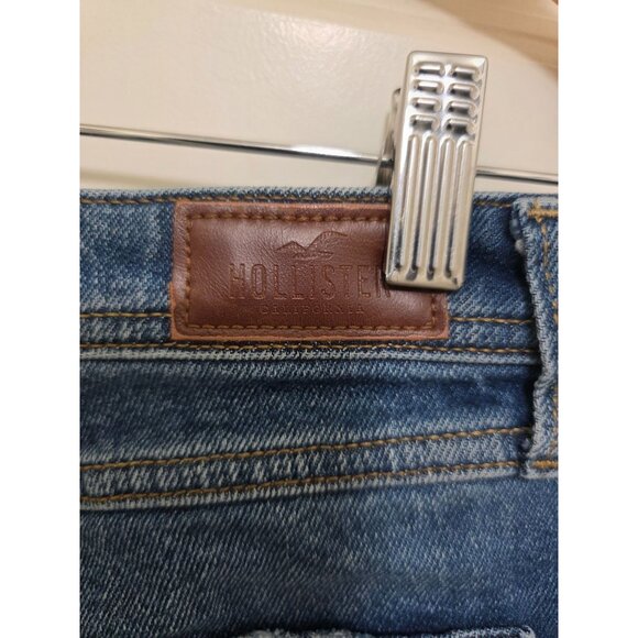 Hollister Women's Distressed Denim High-Waisted Shorts With Frayed Hem Size 24 - Picture 4 of 9